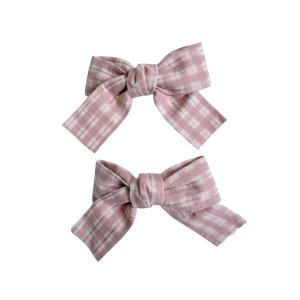 Pink Floral Bow Hair Clip Pretty Flower Print Kids Accessory - Set of 2