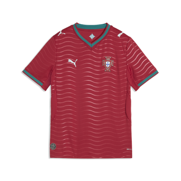 Puma Junior FPF Home Short Sleeve Jersey - Club Red/Green Lagoon