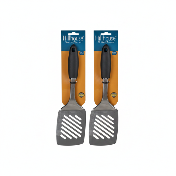 Hillhouse Stainless Steel Slotted Turner with Black Handle - 2 Pack
