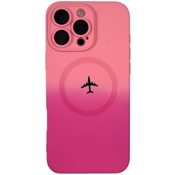 Phone Case With Airplane Design - Compatible with 15 Pro Max - Ombre Pink