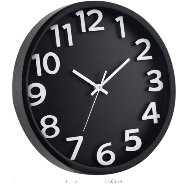Black Analogue Wall Clock - 35cm