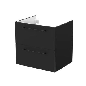 Wall Hung Bathroom Cabinet With Two Drawers Matt Black