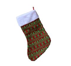 Red Christmas Stocking with Green Print (350mm x 210mm)