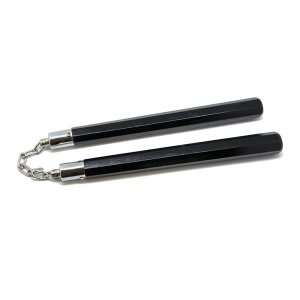 Nunchaku Black Octagonal Wood - Chain with Ball Bearing - 12 Inch