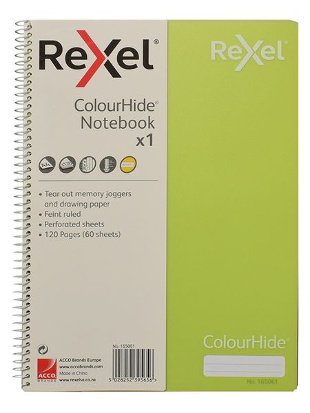 Rexel Notebook A4 Feint and Ruled Perforated Pages- Lime