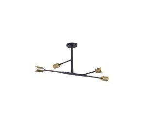 4 Light Black &amp; Antique Brass Metal Chandelier