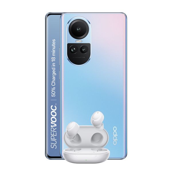 OPPO Reno10 5G 256GB Dual Sim - Ice Blue + OPPO Enco Buds