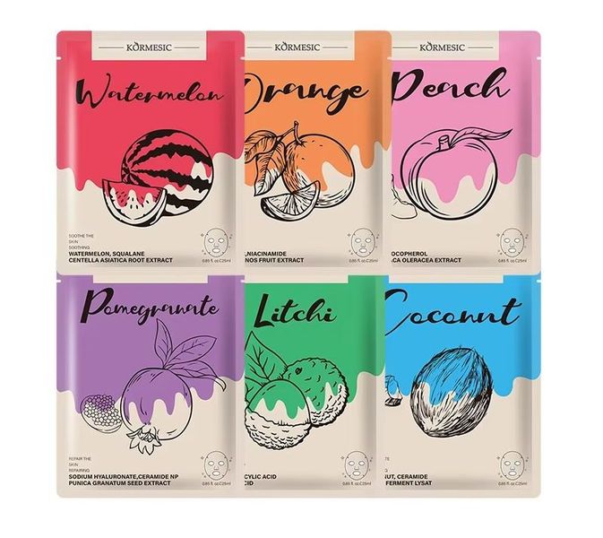 Kormesic Hydrating Centella Vitamin C Facial Mask Sheets (6 pack)