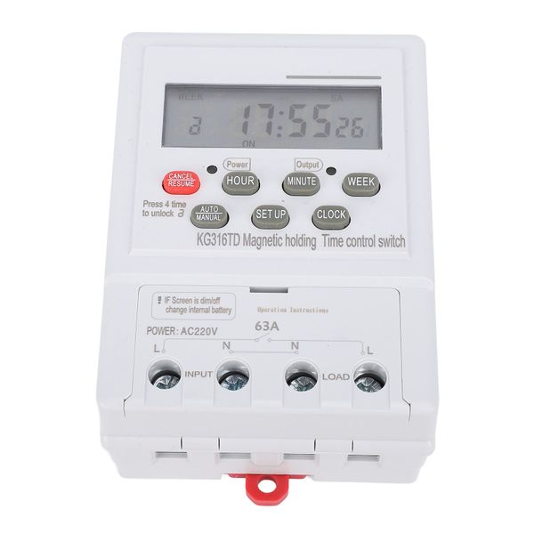 Digital Timer Switch 7 Day Programmable AC220V 63A