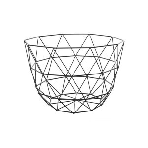 Geometric Metal Wire Fruit Bowl - Black