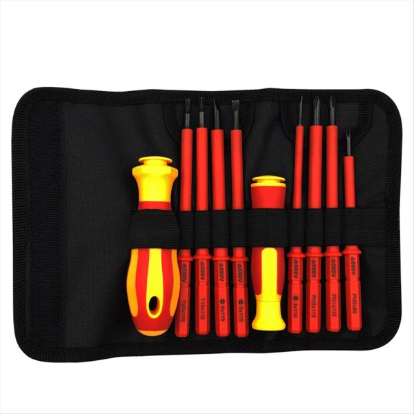 Insulated Screwdriver Set, Plums Blossom Cross, Flat Head, Bag, Home Mainte