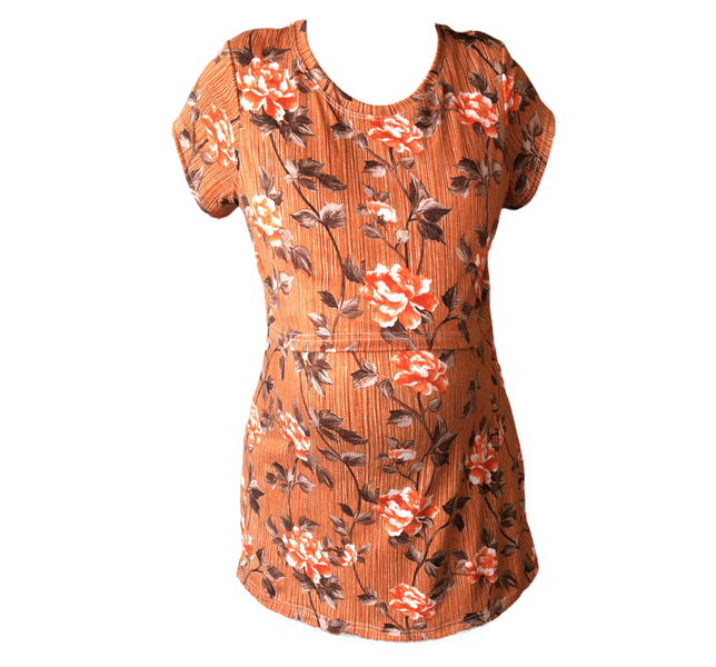 Maternity &amp; Breastfeeding Cap Sleeve Shirt - Burnt Orange Floral