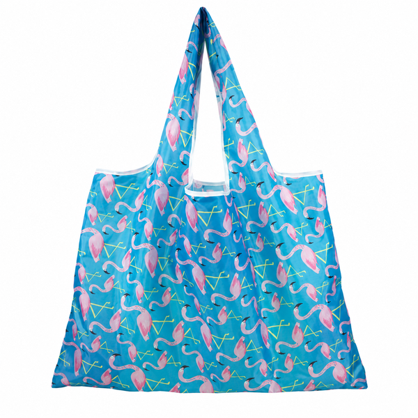 Reusable Foldable Shopping Bag - Flamingo Print
