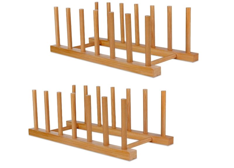 Wooden Dish Racks Plate Stand Holder Vertical Drainer Kitchen Cabinet