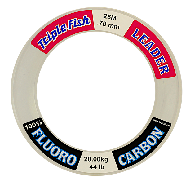 Triple Fish Fluorocarbon Fishing line .70MM 44LB/20KG, Colour White, 25M Spool