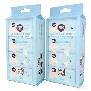 Portable Pocket Wet Wipes 16 Packs - Compact Mini Travel Tissues Water