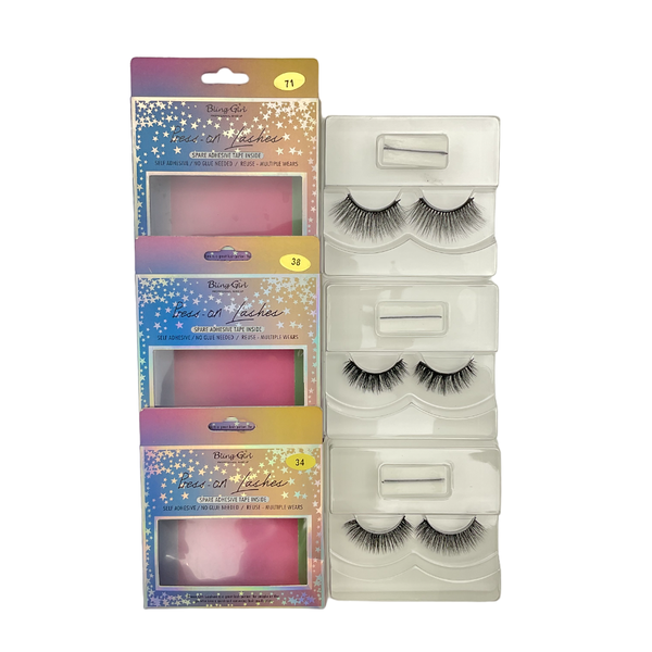 Bling Girl Self Adhesive Quick Press on eyelash 3 Pairs #52 ,#38 &amp; #34
