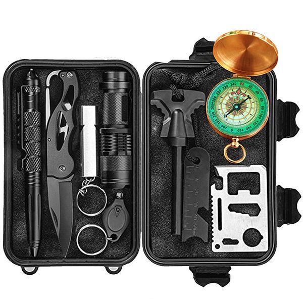 X-Fusion 10 in 1 Professional Outdoor Travel Emergency Tools Survival Kit