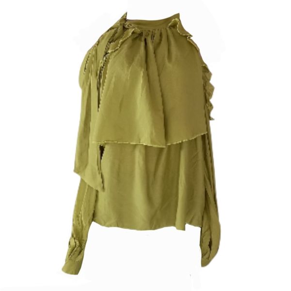 Open Shoulder Long Sleeve Blouse