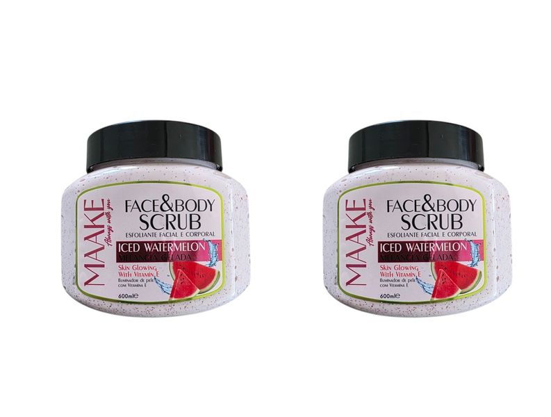 MAAKE Iced Watermelon Skin Glowing Face &amp; Body Scrub Exfoliator Tub Pack 2