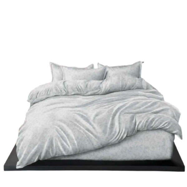 Linen Boutique - Duvet Cover Set Reversible-MeganFloralPaleGrey