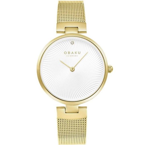 Obaku Diamant-Gold White Dial Gold Mesh Strap Ladies Watch - V256LXGIMG