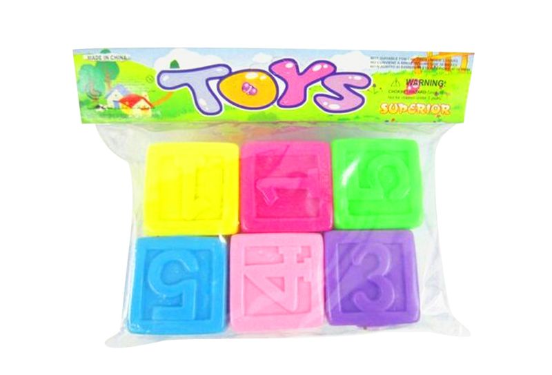 6 Piece Number Cubes Bath Toys in Bag