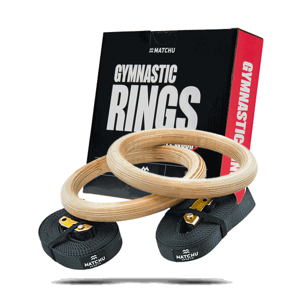 MATCHU Wooden Gymnastic Rings - Calisthenics rings - 31mm - with Straps