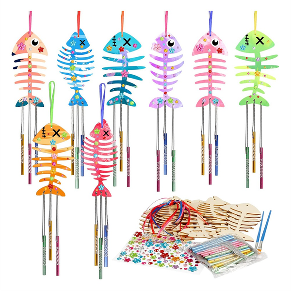 12 Pack Wind Chime Kit for Kids Wooden Arts and Crafts for Girls Boys