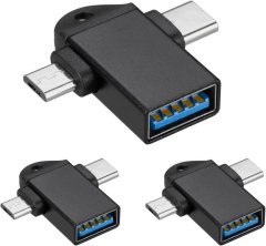 2-in-1 OTG USB C &amp; Micro USB to USB 3.0 OTG Adapter - 3 Piece