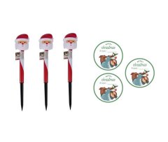 Santa Christmas Solar Lights &amp; Additional Sticker Gift Tags