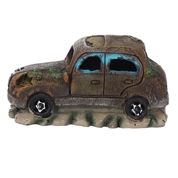 Resin Aquarium Old Car Ornament Fish Tank Landscape Decoration Hide House