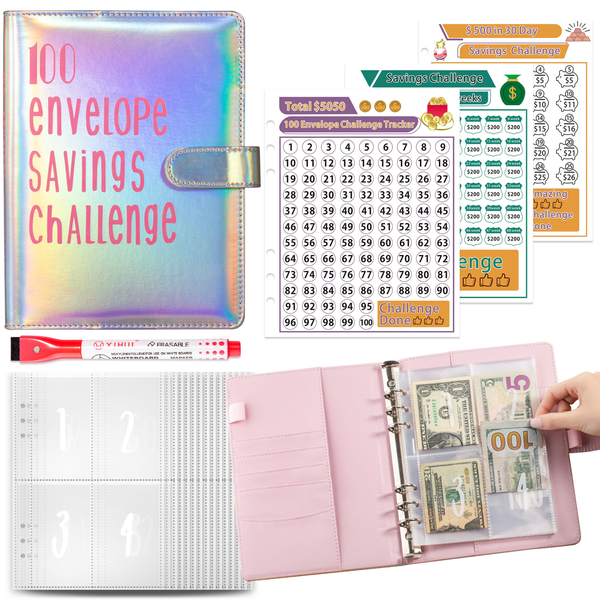 Bestby-100-Day Money Saving Challenge Budget Binder Cash Envelope Organizer