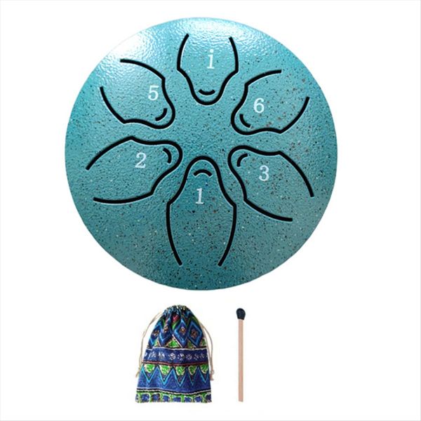 6 Notes 3 Inches Chakra Tank Drum Percussion Padded Mallets Darkgreen