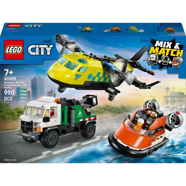 LEGO® City Airplane, Service Truck &amp; Hovercraft Remix 60505