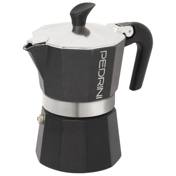 Pedrini 3 Cup Enamelled Aluminium Coffee Maker - Anthracite
