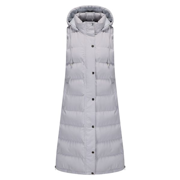 Autumn And Winter Hooded Sleeveless Women's Vest - Long Zipper Jacket