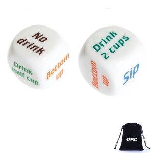 OMG Drinking Dice Game - 2 Dice + OMG Pouch