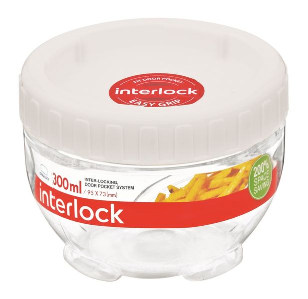 Lock &amp; Lock - Interlock Round Clear With White Lid - 300ml