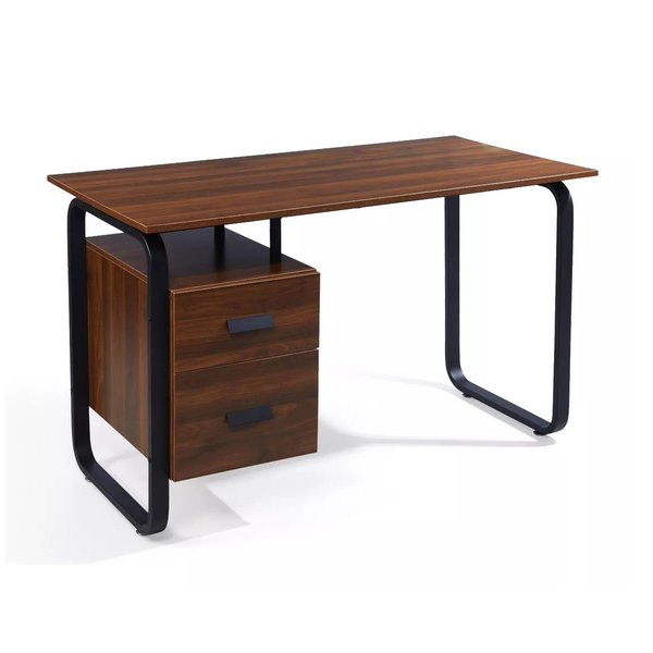 Computer Desk,2-Drawer Writing Desk,Walnut Office Furniture - 120x60x75cm