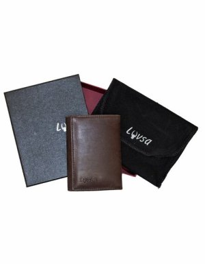 Luvsa LU-2203 Full Grain Genuine Leather Slim compact card Wallet with Box