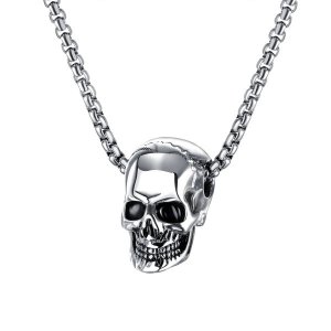 Men's Silver 3D Skul Necklace (NL-GX1513-S)