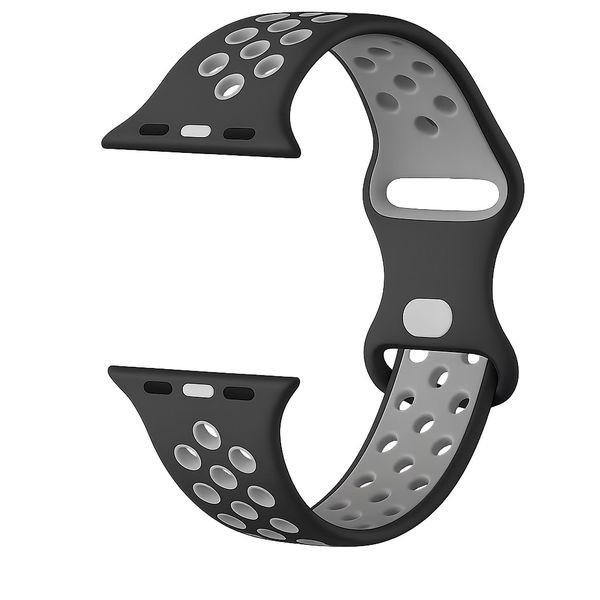 Black/Grey Breathable Silicone Watch Band Compatible with Apple- 38/40/41mm