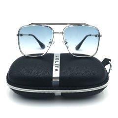 Jolita Gradient Blue Sunglasses Large Frame Fashion Metal Glasses-A689