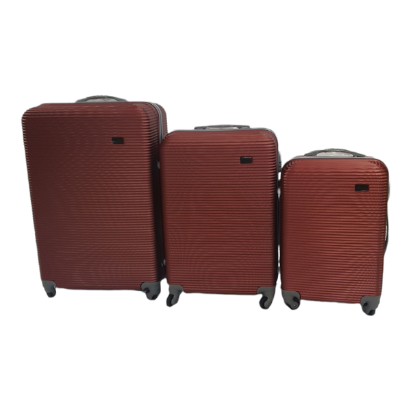 Acesa - Quality Hard Outer Shell 3 Piece Travel Luggage Suitcase Set - Red