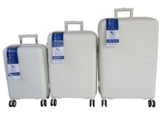 White Unbreakable 3 Piece Luggage Set with Spinner Wheels &amp; Lock