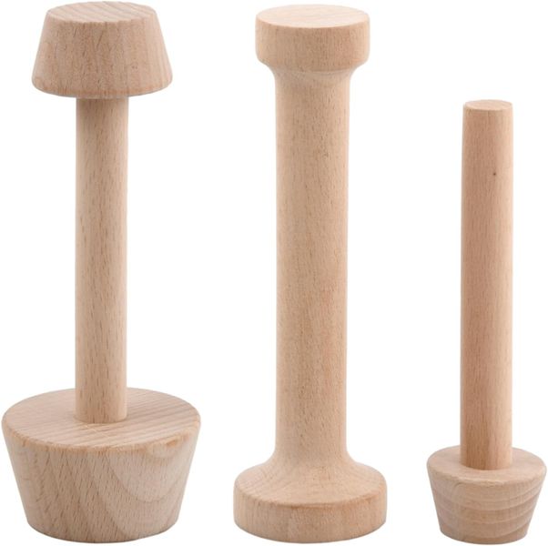 Cake Masher, Wooden Tart Tamper Tool, 3-Piece Double Sided Pastry Set