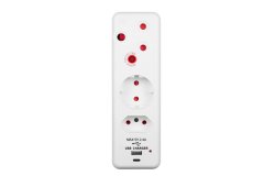 Switched 3-Way Surge Protection Adaptor with USB &amp; USB-C