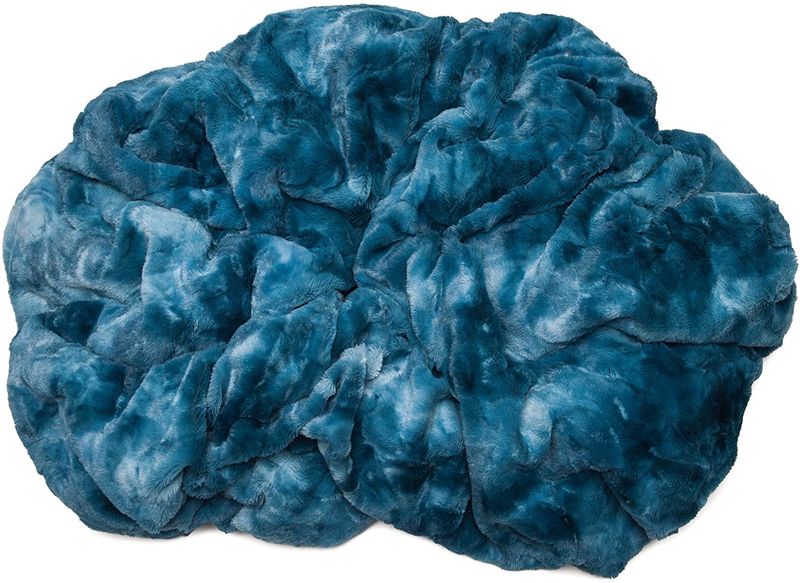 Wonder Towel Luxury Outdoor Blanket Throw Sherpa Faux Fur Turquoise Blue