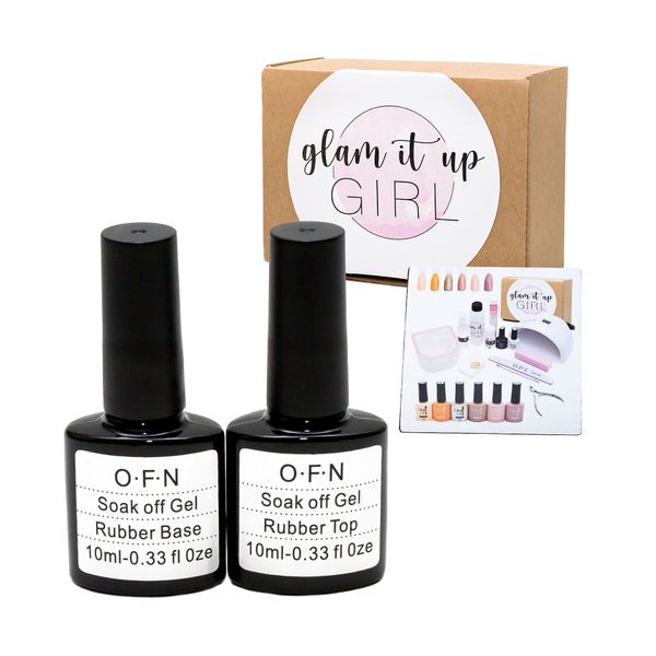 Glam It Up Girl/ UV Gel Nail Polish Rubber Base and Top Coat - Set of 2